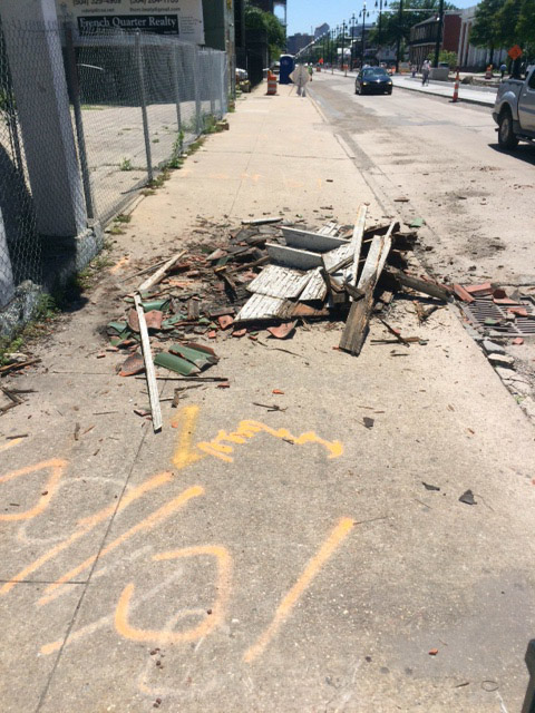 debris on sidewalk